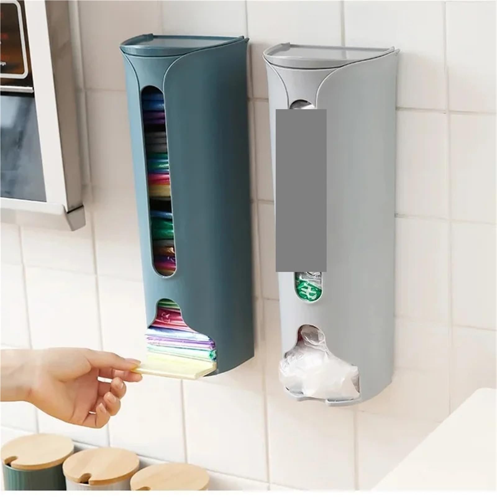 Bolsa de Basura for Colgar en la Pared, Caja Almacenamiento plástico, dispensador Bolsa for baño, Accesorios Cocina, 2 uds(White)
