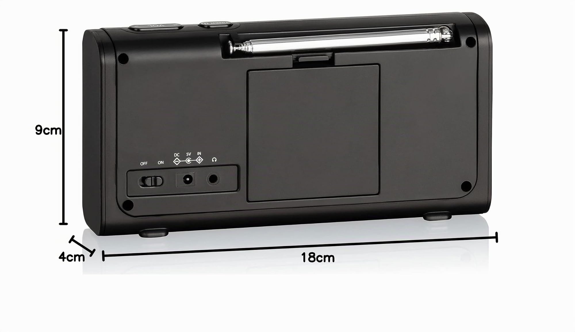 Roadstar TRA-300D+BK Radio Portátil Digital Dab/Dab+/FM, Funciona a Red/Pilas, Toma de Auriculares, Transistor Pequeño y Ligero, Altavoz 8W, Alarma Dual, Temporizador para Apagado, Negro