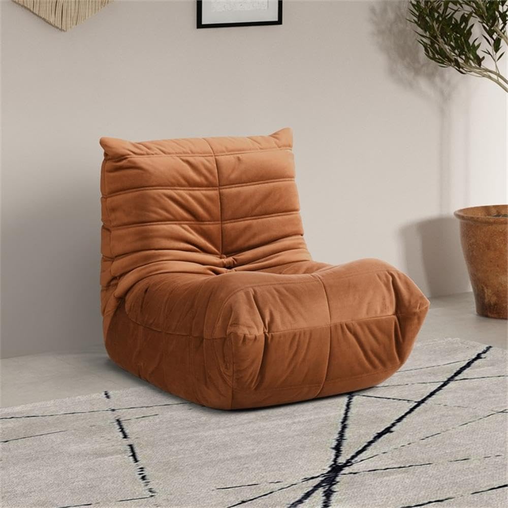 BOWERY HILL Contemporary Velvet Upholstered Accent Chair, Cognac Finish, 27.75" W x 36.75" D x 30" H, Fully Foam Inner Frame, Plush Comfortable Design for Living Room or Lounge Use
