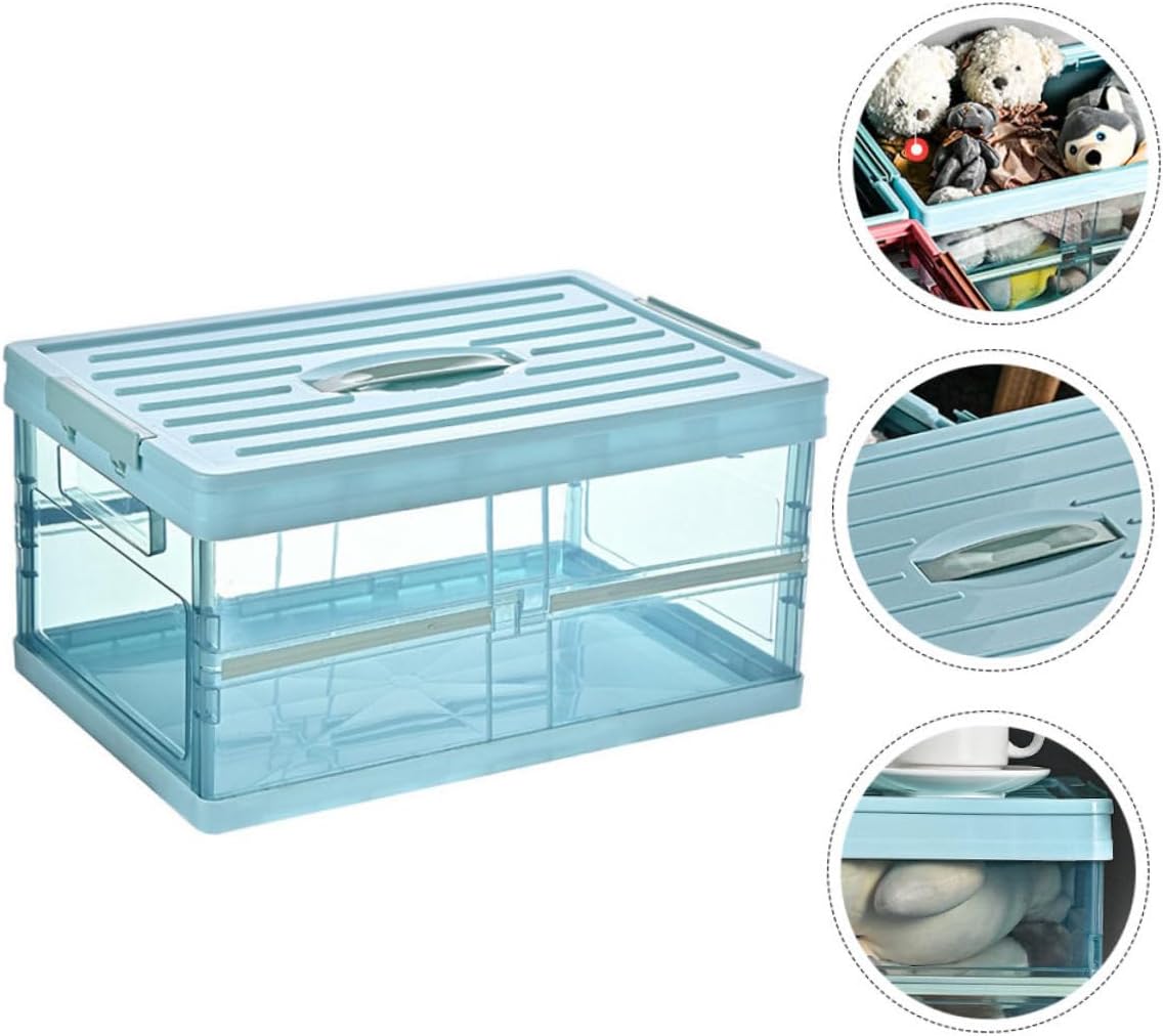 PRETYZOOM 1pc Foldable Transparent Storage Box Organizer for Clothes Toys Sundries Container Smooth Edges for Home Car Use
