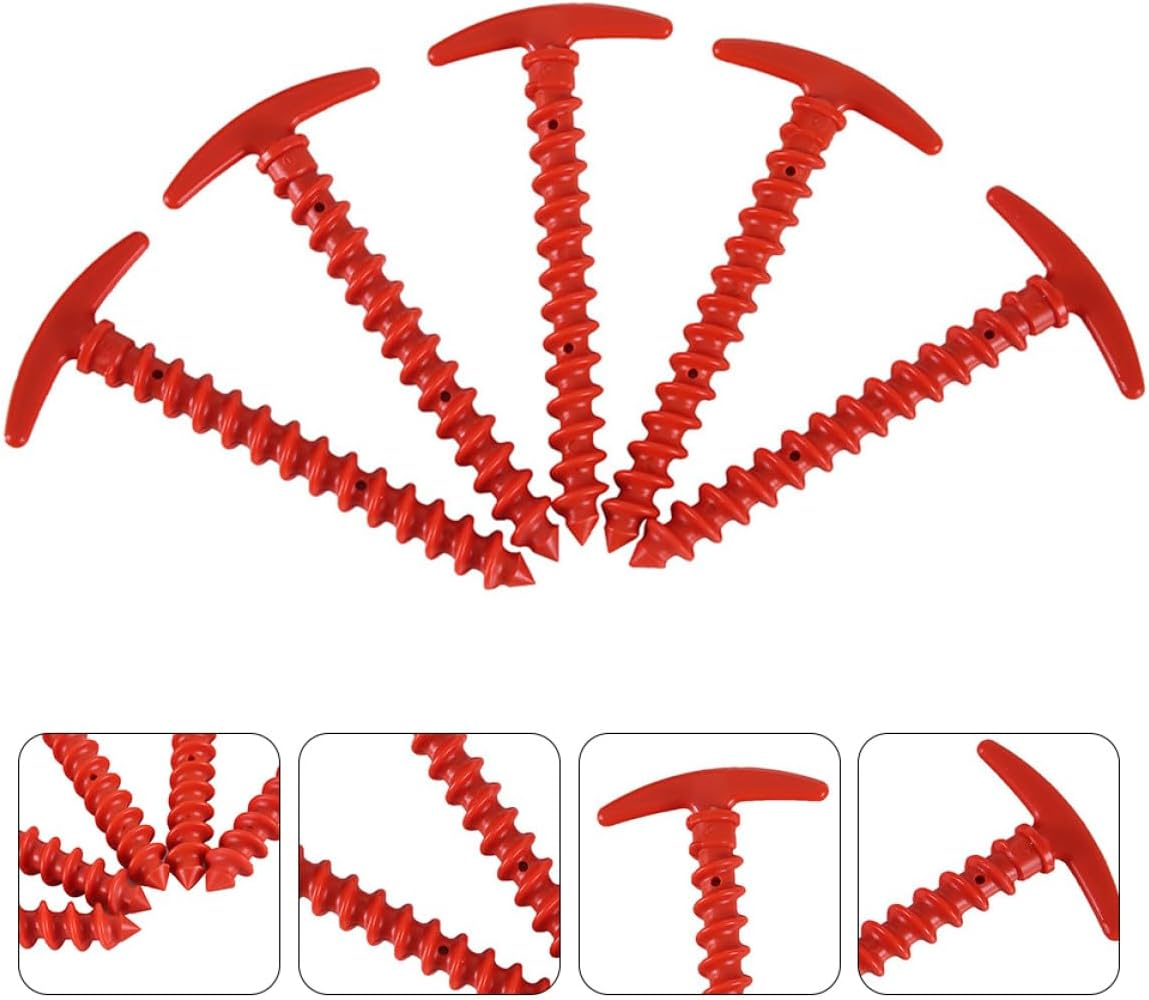 Didiseaon 10pcs Red Nylon Tent Stakes Heavy-Duty Ground Pegs for Camping and Outdoor Shelter Fixing Canopy Nails Portable Tent Accessories