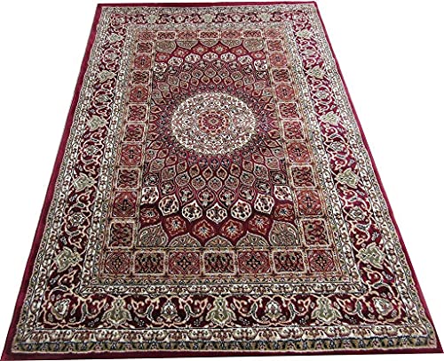 Image of Kashmiri Traditional Woollen Carpet with Advanced 1 Inch Thickness & Classical Look 60x180cm (2x6 Feet) Color Maroon