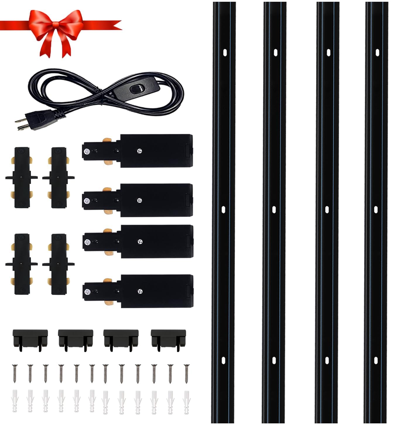H Type Black Track Lighting Rail Kit, 13FT(3.28*4)Track Lighting System