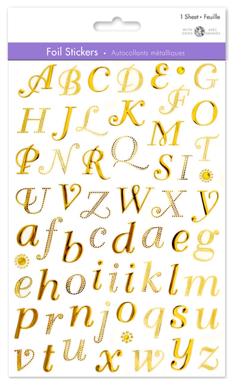 Gold Letter Stickers Gold Alphabet Stickers Gold Sticker Letters Adhesive Letters Stickers Sticky Letters Small Letter Stickers Self Adhesive Letters 3/4" Cursive Style Uppercase & Lowercase (1)