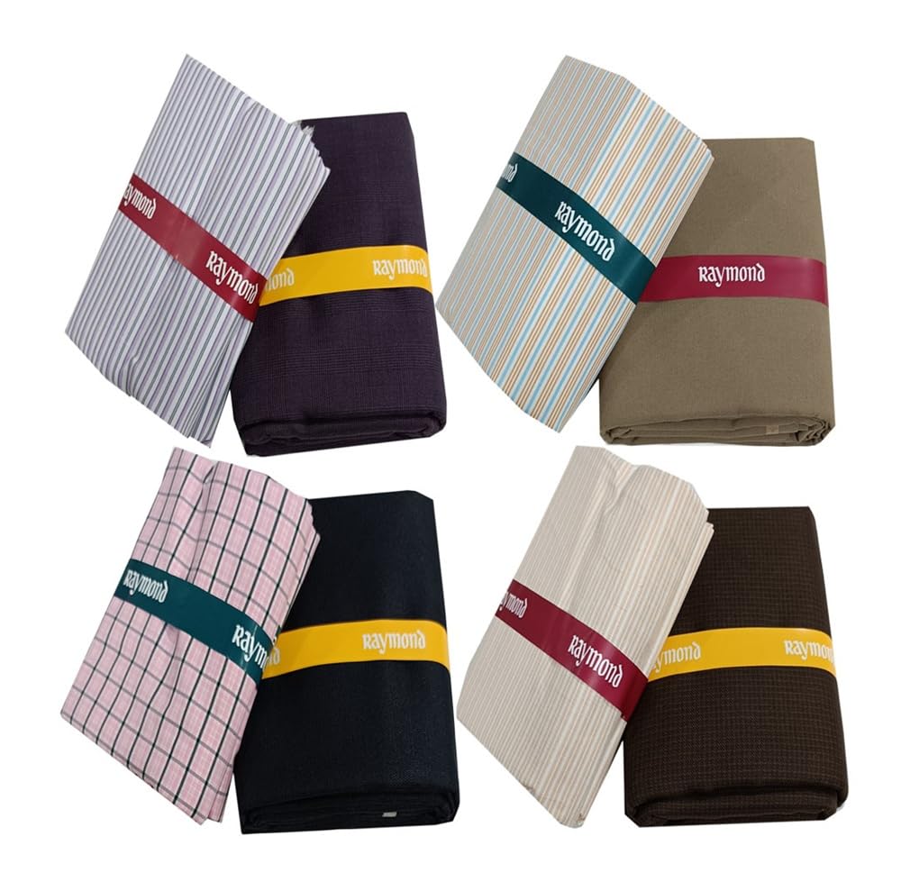 raymond fabrics Pack of 4 Unstitched Shirt Pant Fabric Combo for Men by Raymond | Premium Cotton Blend Materials | Assorted Formal & Smart Casual Designs-picture-43