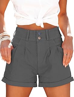 Womens Relaxed Fit Casual High Waist Pocketed Denim Shorts - Buy now