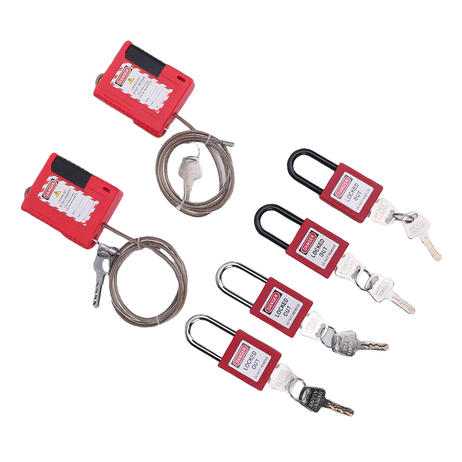 Kit di Blocco di Sicurezza in Materiale Termoplastico Non Conduttivo per Quadri Elettrici, 8 Serrature 20 Chiavi 10 Blocchi Interruttore, Previene Incendi da Cortocircuito, per la