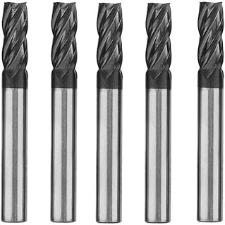 3/8"Carbide Square End Mill, HRC 45 Deg Single End 4 Flute AlTiN Coating Mill Bits (5, 3/8)