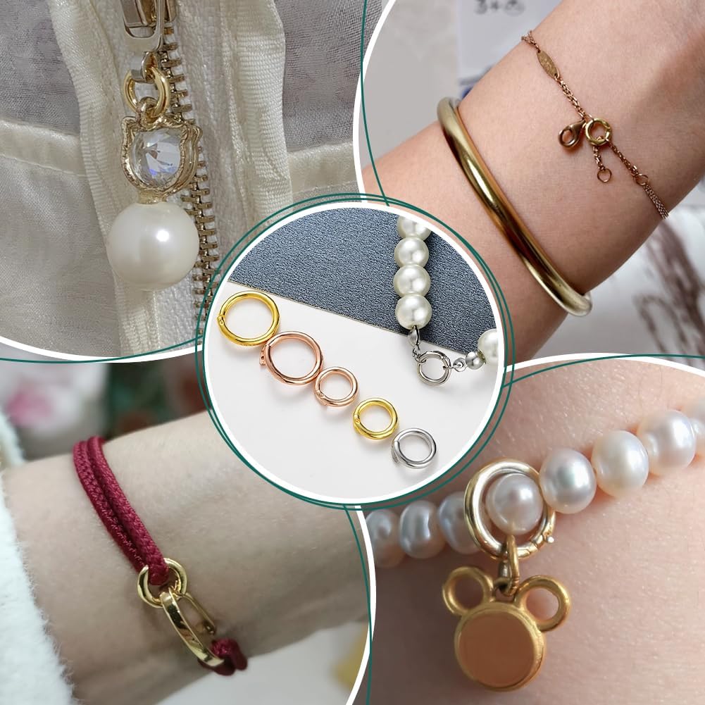 PH PandaHall 925 Sterling Silver Locking Jump Rings 4pcs Open O Rings Gold Plated Snapping Circle Linking Ring Thick Jewellery Connectors for Necklace Bracelet Jewellery Making DIY Handicrafts 12mm - Image 5