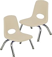 Vista 87 de FDP 13050-LG - Silla escolar apilable de 18 pulgadas, asiento apilable para estudiantes con patas de acero cromado y deslizadores giratorios