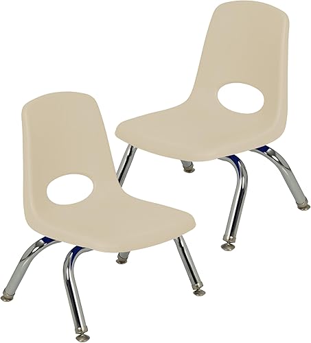 Vista 88 de FDP 13050-SF - Silla apilable de 18 pulgadas, asiento apilable para estudiantes con patas de acero cromado y deslizadores giratorios; para aula