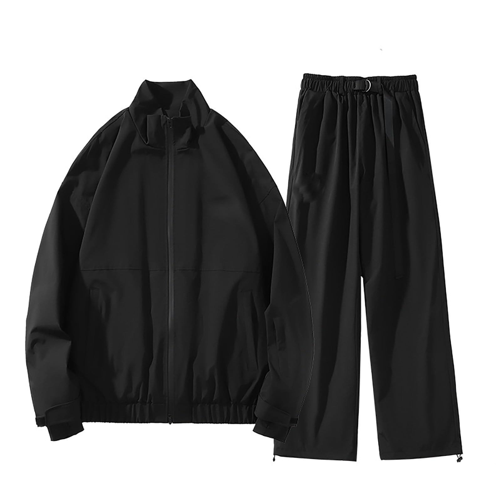 Conjunto térmico de dos piezas para esquí y deportes al aire libre: chaqueta y pantalón con cuello alto, ideal para climas fríos.