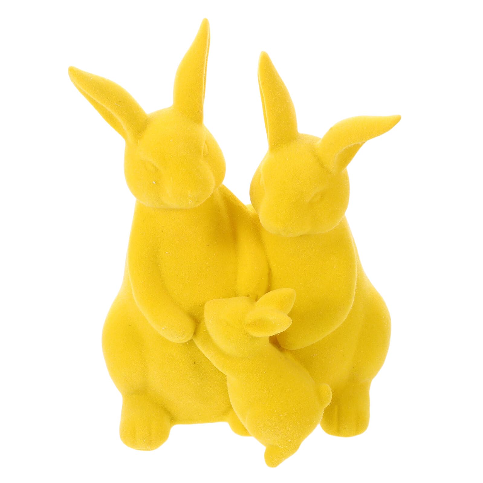 Toyvian Statuina di Coniglietti Pasquali in Resina Floccata Gialla, Centrotavola Decorativo Primaverile per Casa e Tavolo, Ornamento a Forma di Coniglio per Festa di Pasqua