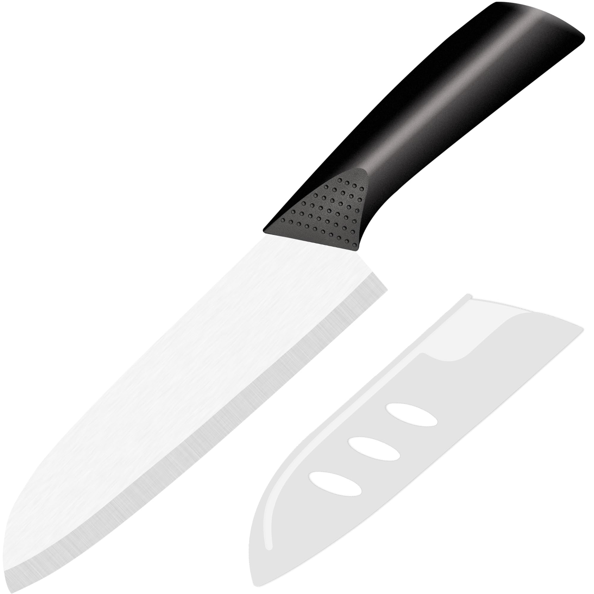 Ceramic Knife - 7 inch Chef's Santoku Knife - Sharp Ceramic Kitchen Knife with Sheath Cover