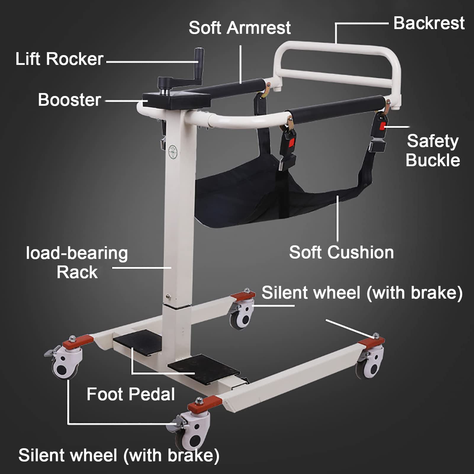 Patient Lift Wheelchair for Home, Grúa para Elevación y Traslado de Pacientes, Medical Toilets Seat Transfer Lifter for Disabled Elderly Seniors