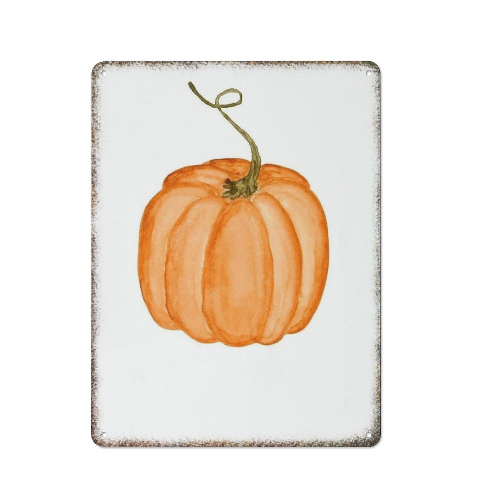 Watercolor Orange Pumpkin Farmhouse Home Kitchen Retro Garden Wall Tin Sign 8x12 inch