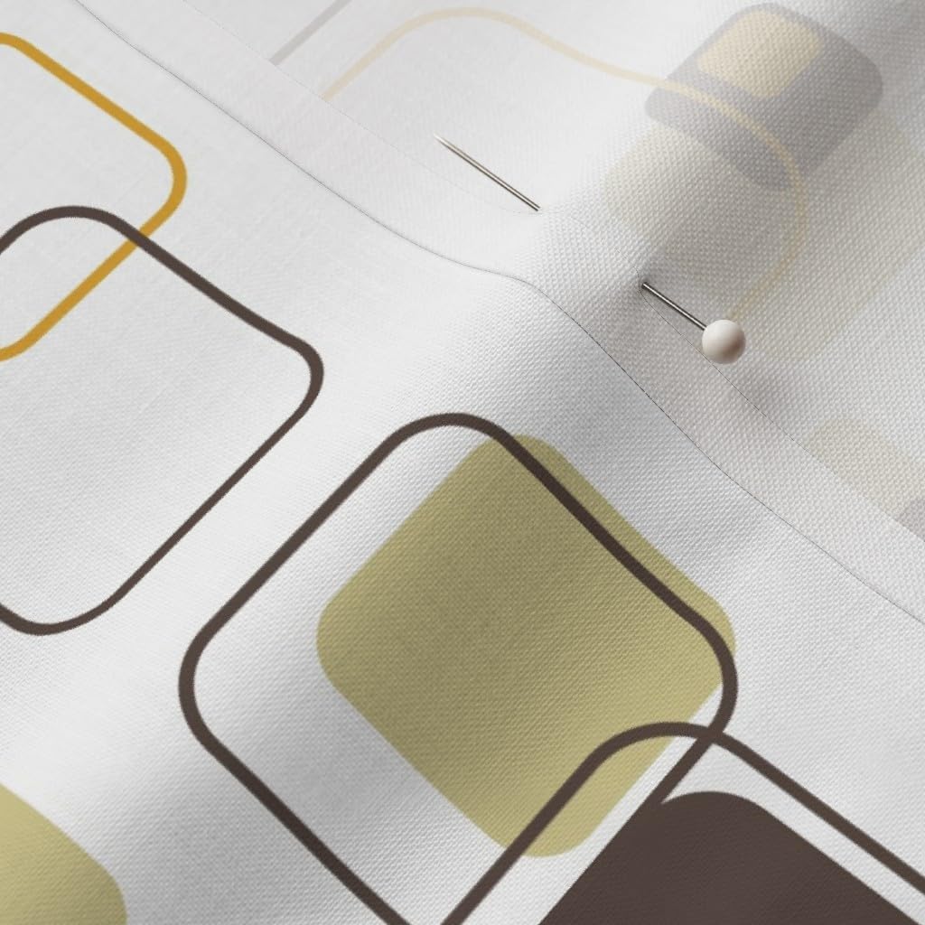Spoonflower Fabric - Groovy Gold Mid Century Retro Vintage 1950S Geometric Modern Brown Printed on Petal Signature Cotton Fabric Fat Quarter - Sewing Quilting Apparel Crafts Decor