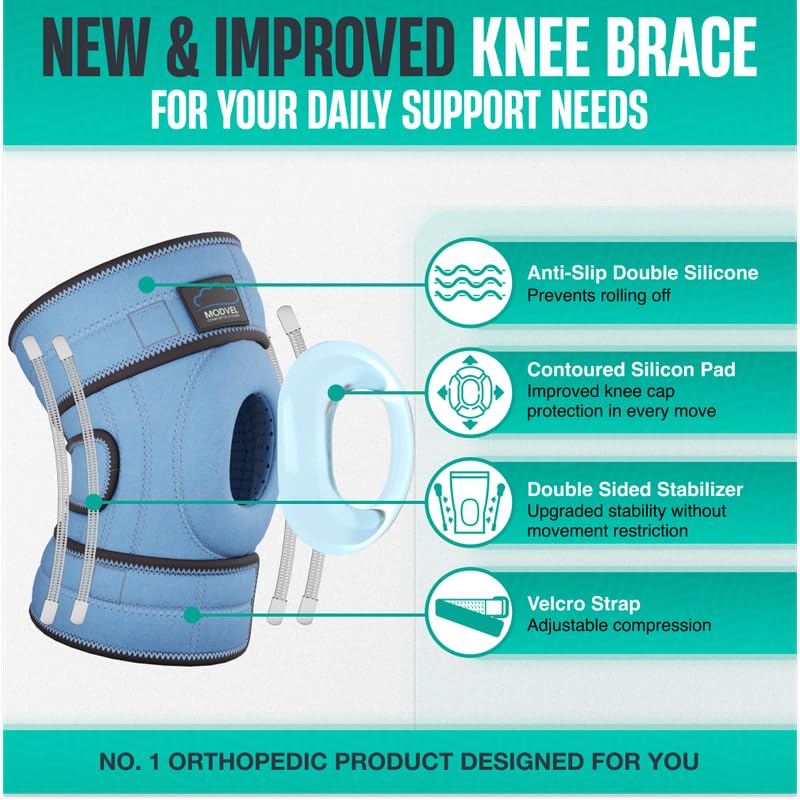 Image of Modvel ELITE Knee Brace for Men & Women - Patella Gel Pads & Side Stabilizers for ACL, Meniscus Tear, Arthritis & Injury Recovery - Maximum Support for Running, Sports & Joint Pain Relief