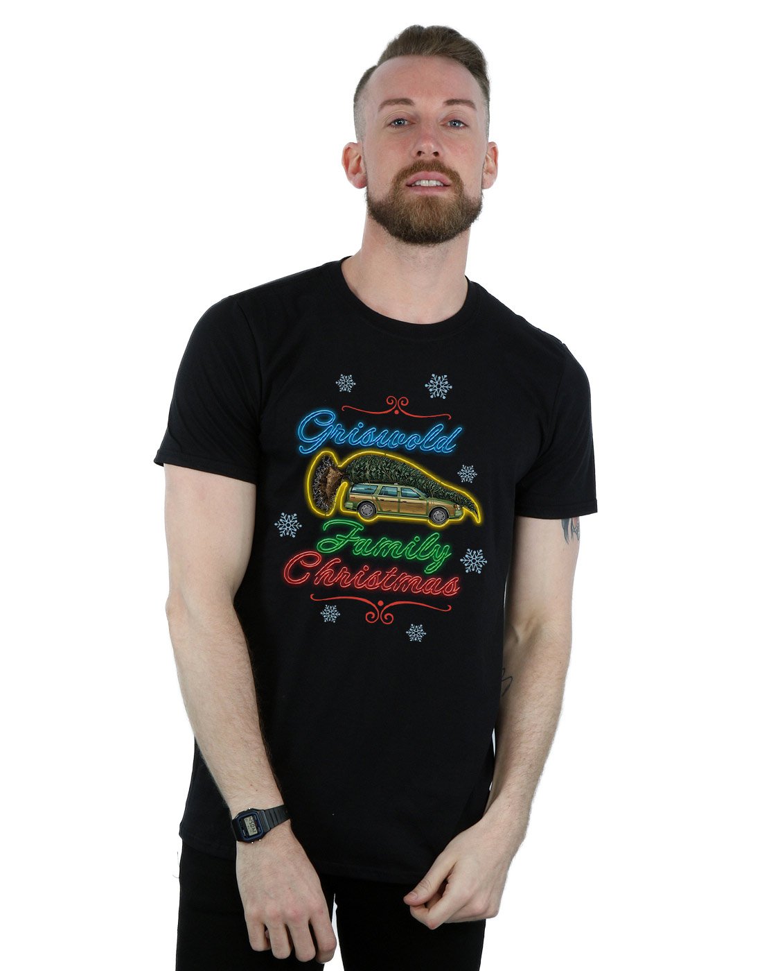 Absolute Cult Men's Black National Lampoon's Christmas Vacation Griswold Family Christmas T-Shirt Medium