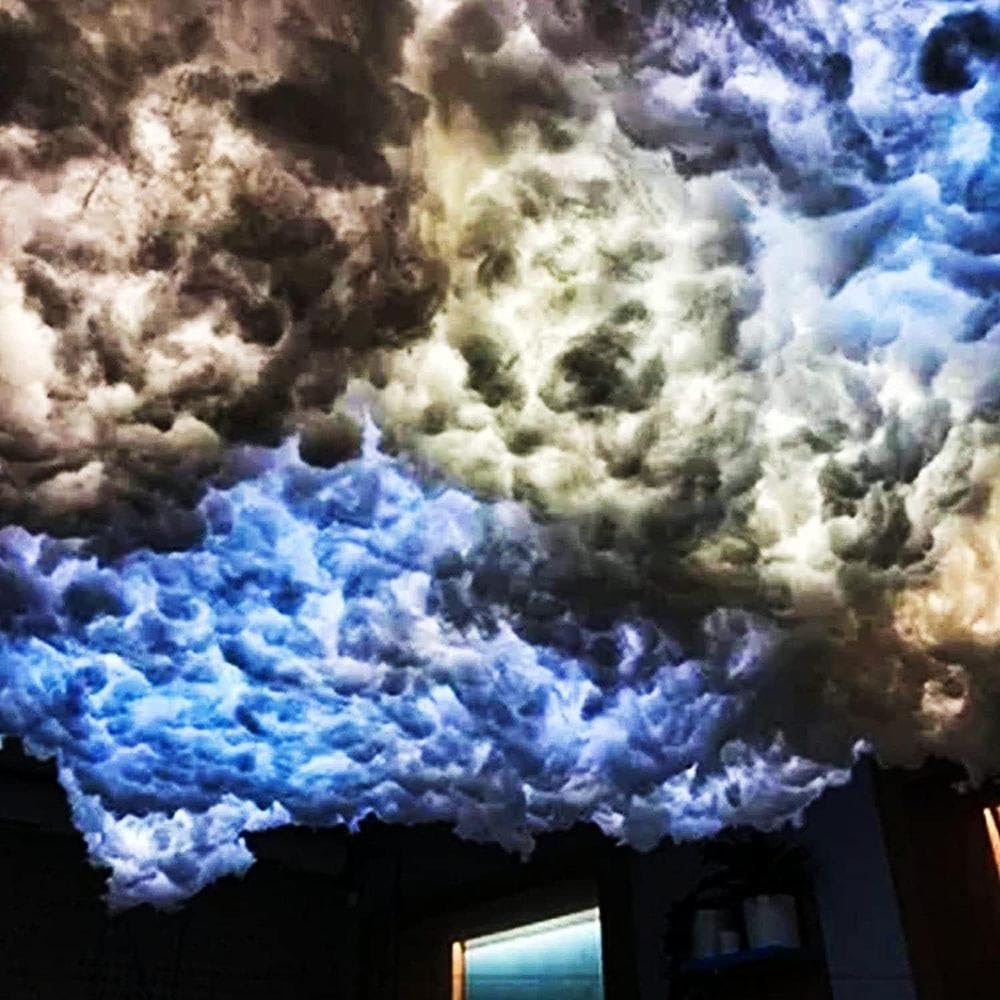 Lámpara de Nube de Trueno, lámpara de Nube de Trueno Creativa de Bricolaje, Luces de Nube esponjosas para Techo de Pared, Color Ajustable con Control Remoto, luz de Nube de relámpago (15m)