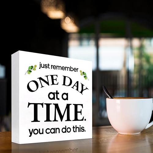 Miniatura 3 de Letrero de madera con texto en inglés "Just Remember One Day at a Time You can Do This Wood", recordatorio motivacional para decoración de