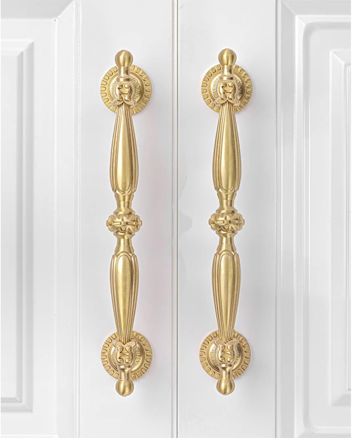 10 Pack Cabinet Handles, 5"/128mm Brass Cabinet Pulls, Gold Drawer Pulls for Kitchen Cupboard, Dresser and Wardrobe(96 mm Hole Centers)