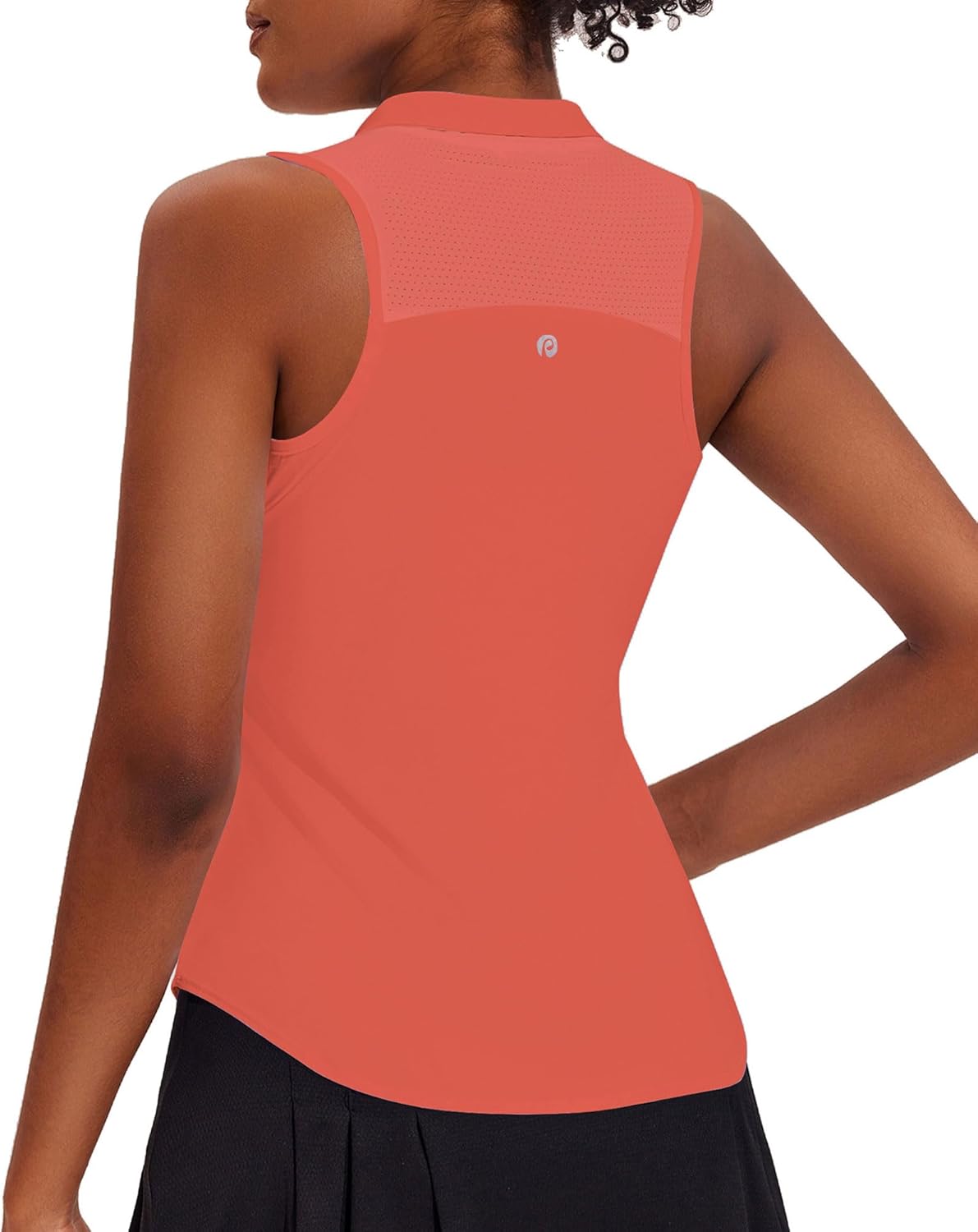 PINSPARK Women Golf Shirts Sleeveless UPF 50+ Tennis Polo Shirts 1/4 Zip with Collar Racerback Tank Tops Pickleball Shirts