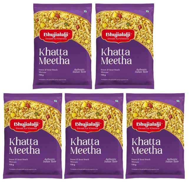 Bhujialalji Khatta Meetha (pack of 5) 750g Namkeen Snacks Tasty