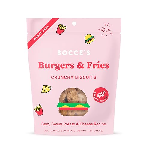 Bocce's Bakery - Limited Edition Wheat-Free Dog Treats, Burgers & Fries Biscuits, 5 oz - Burgers + Fries