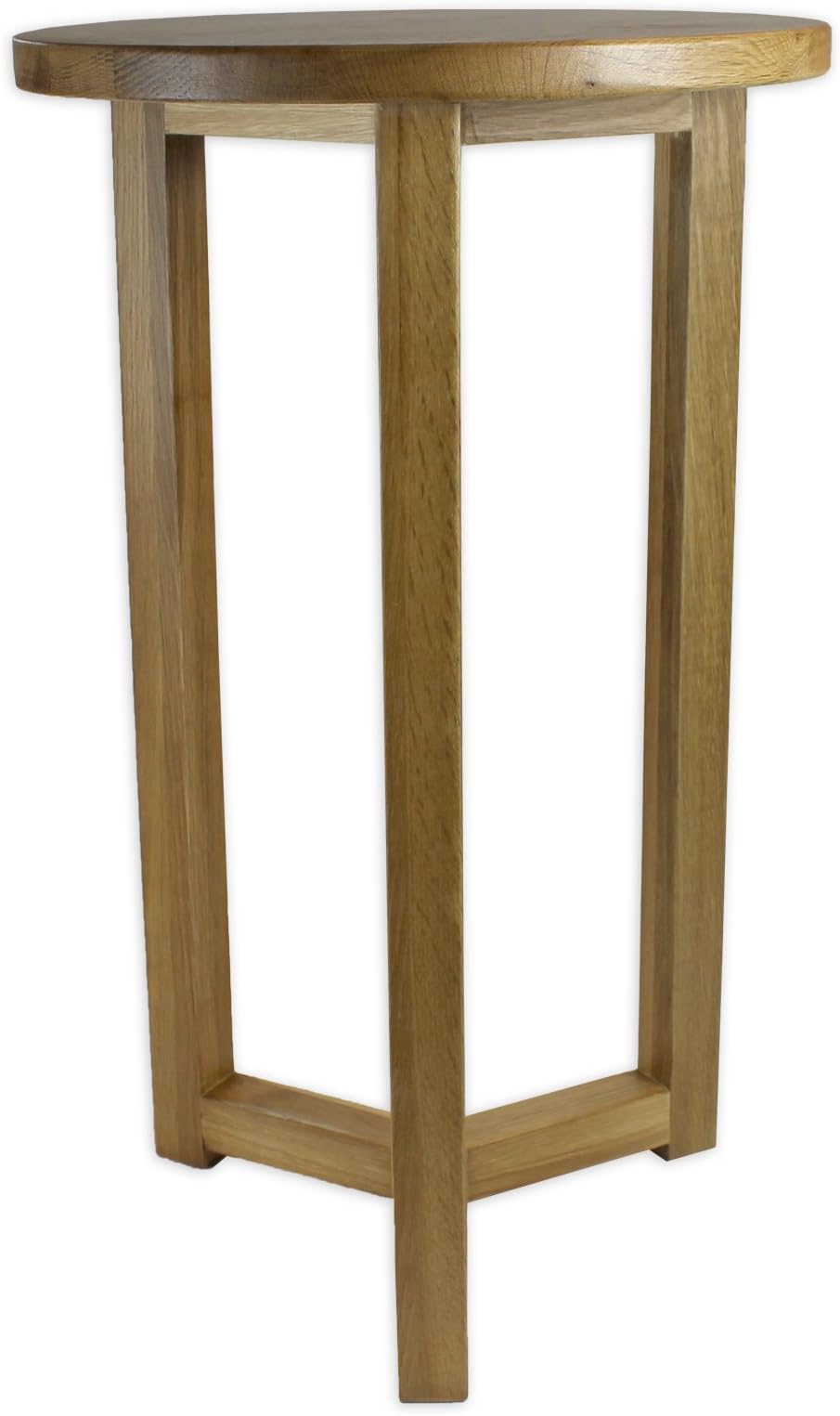 Yabbyou Solid Oak Tall Bedside Lamp Side Table Round Top 55cm High (Mature Oak)
