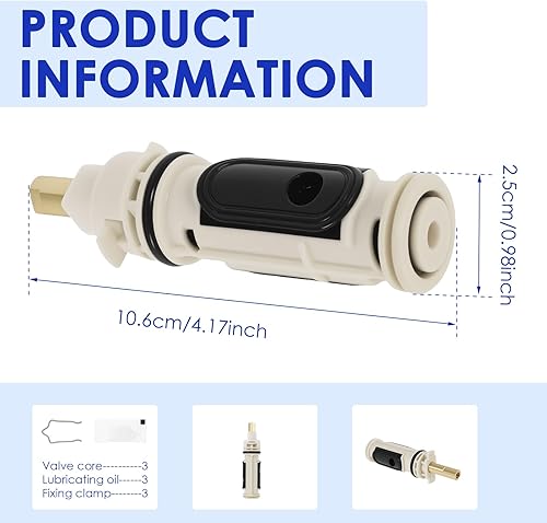 Miniatura 2 de 1222 Kit de cartucho de repuesto rentable para núcleo de válvula de repuesto compatible con ducha de bañera, fácil instalación, 3 piezas