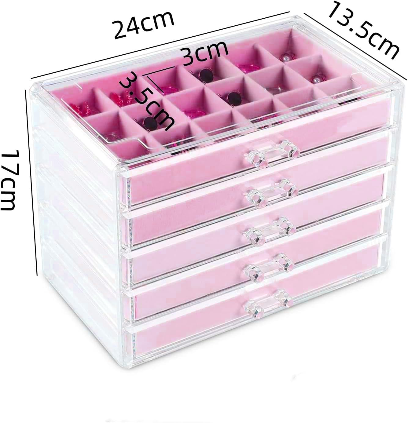 ProCase Acryl Oorbel Opbergorganizer Sieraden Organizer Doos met 5 Laden, Stapelbare Sieraden Houder Clear Earring Case met Verstelbare Trays voor Vrouwen op Dresser Vanity -Grijs, 5 Lagen