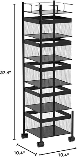 Vista 21 de Estante giratorio de almacenamiento de cocina, carrito de cesta de frutas y verduras, estante de baño, organizador de cocina y estante
