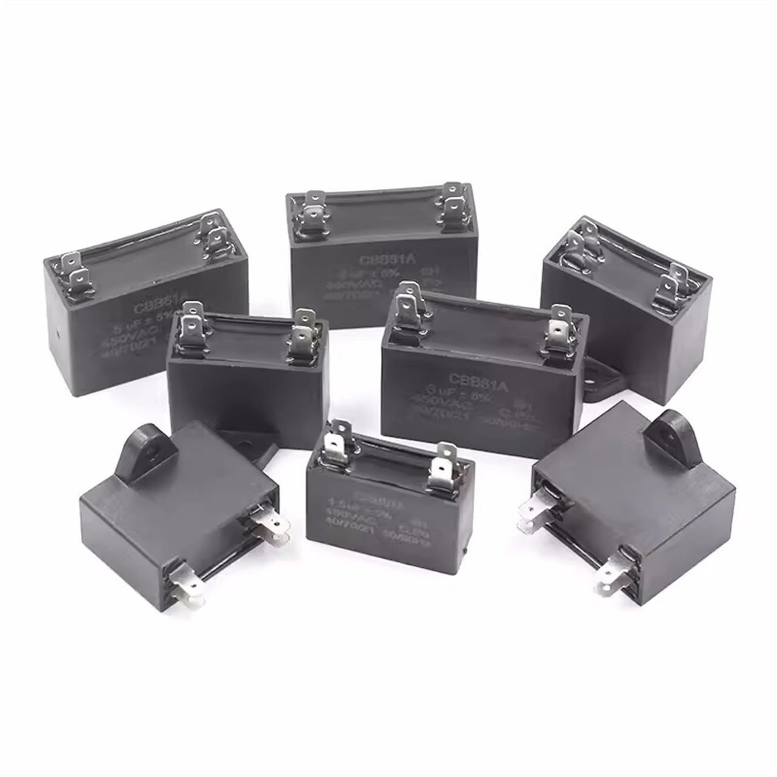 4 piezas CBB61 10uf condensador de arranque de ventilador 450V condensador de ventilador de techo 50/60Hz 50 * 25 * 35mm 4 pines estañados antioxidantes 4P