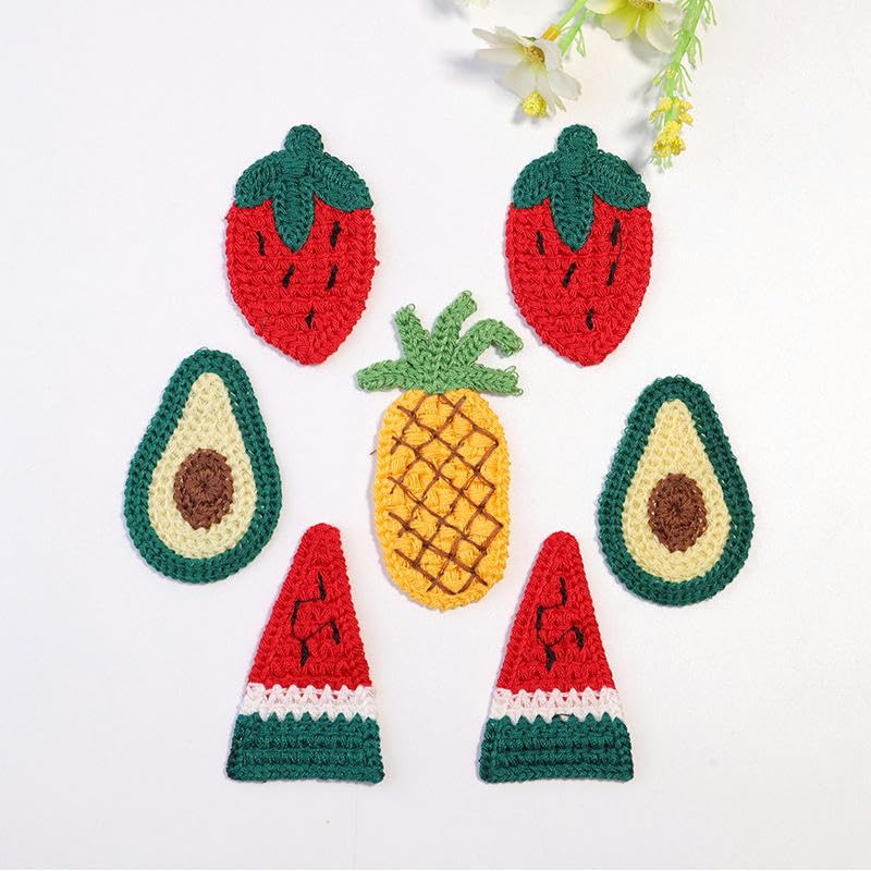 Naszywka haftowana 7 * 4CM 30 SZTUK Ananas Ręcznie Robione Szydełkowe Aplikacje Naszywki Owocowe Małe Haftowane Żelazkowe Na Ubrania(1# Pineapple)