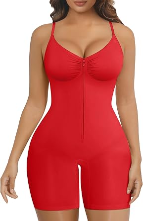 SHAPERX Womens Shapewear Bodysuit Tummy Control Seamless Zip-Up Body Shaper Waist Defining Silhouette