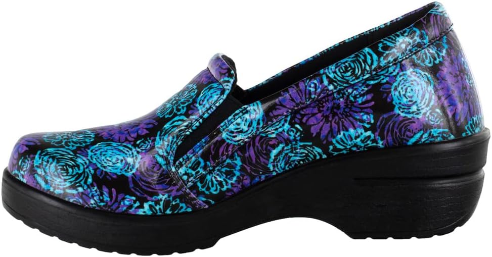 Easy Street womens Leeza Clog, Purple and Blue Batik Patent, 8 X-Wide US