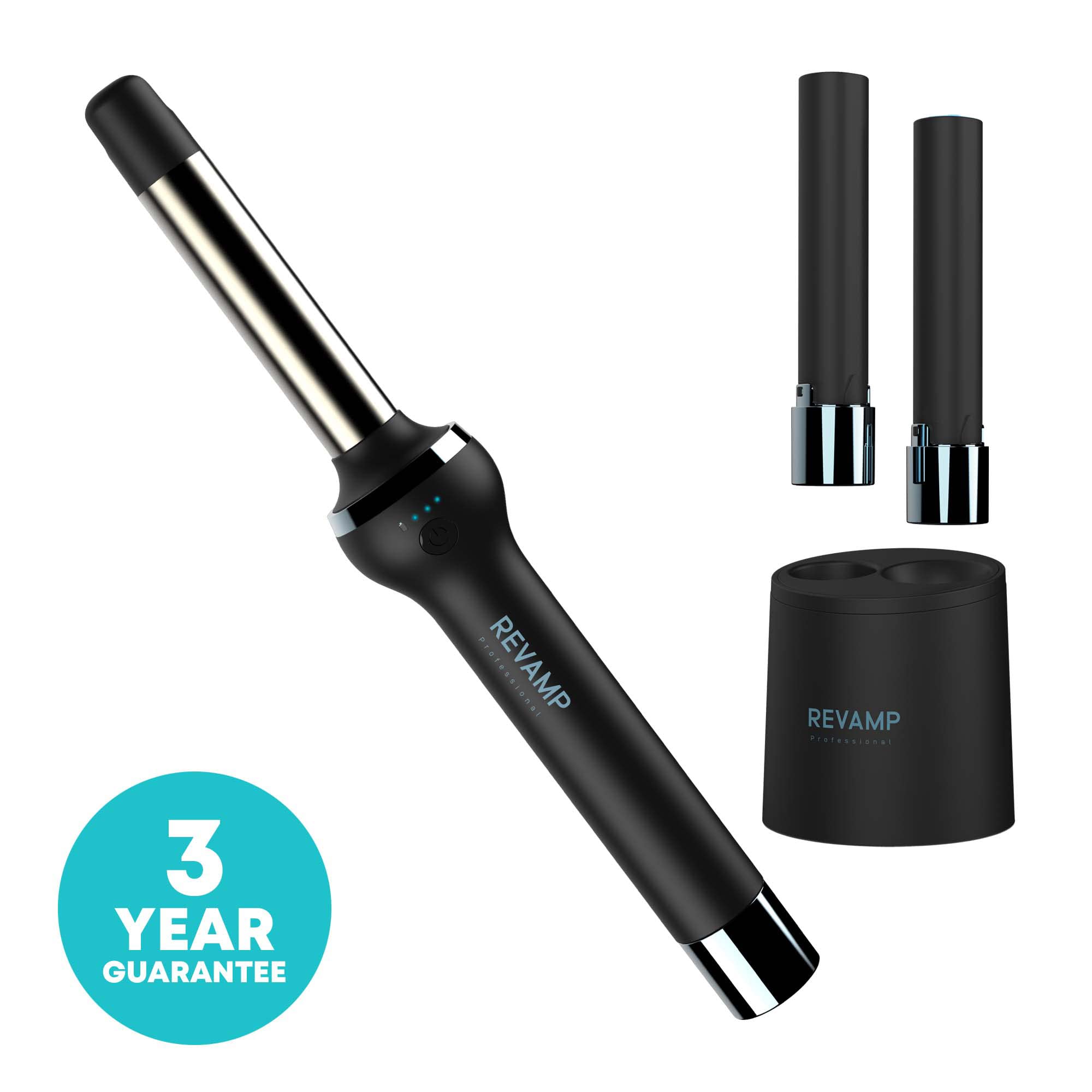 REVAMP iGen Progloss kabelloser Keramik-Lockenstab – Mühelos perfekte Locken, variable Temperatureinstellung, mit Progloss-Ölen angereicherter 25-mm-Keramikstab, hitzebeständige Hülse enthalten