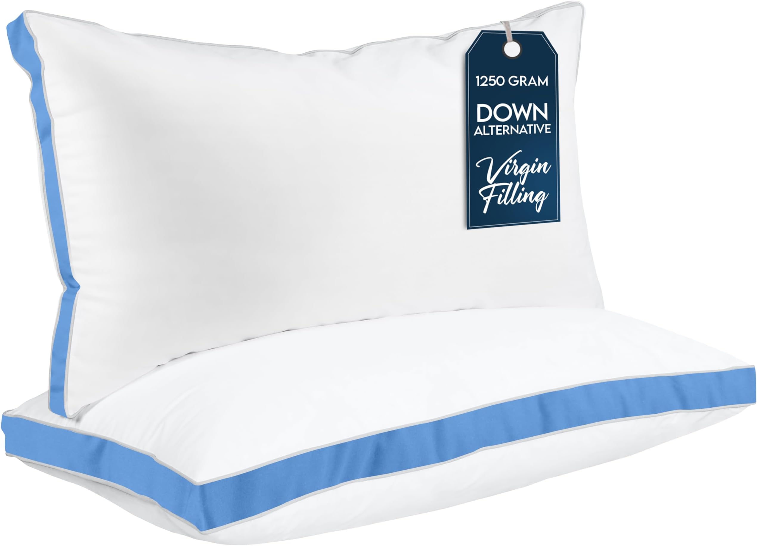 Utopia Bedding Bed Pillows for Sleeping King Size (Blue), Set of 2, Cooling Hotel Quality, Gusseted Pillow for Back, Stomach or Side Sleepers