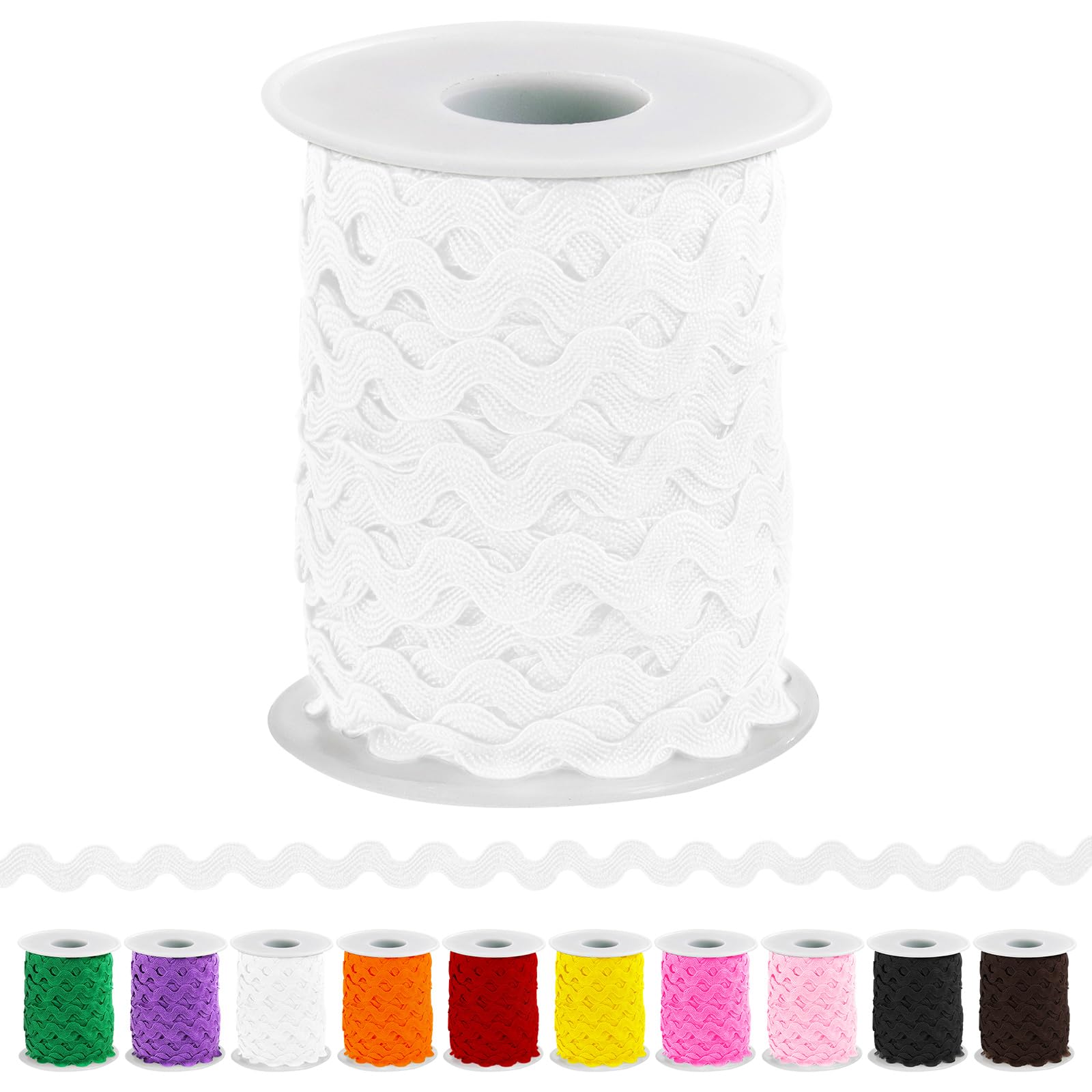 Keadic White Rick Rack Ribbon 25m / 27 Yard 5mm Wavy Fringe Trim Polyester Lace for Dress Sewing Craft Embellishment & Party Decoration