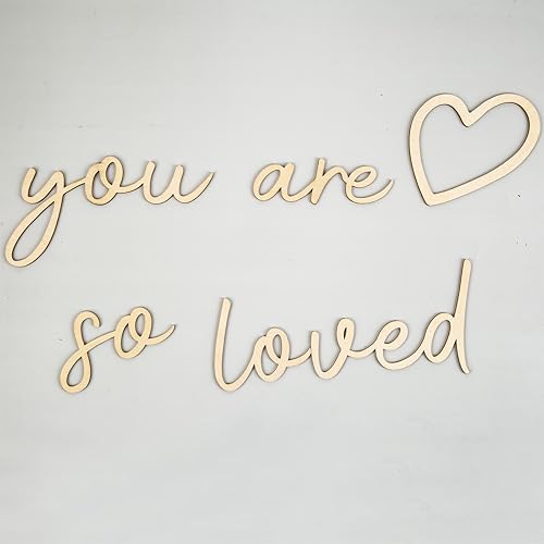 Lintran Decoración de pared de madera con texto en inglés You Are So Loved, arte bohemio de madera para guardería, niños, bebés, niños y niñas,