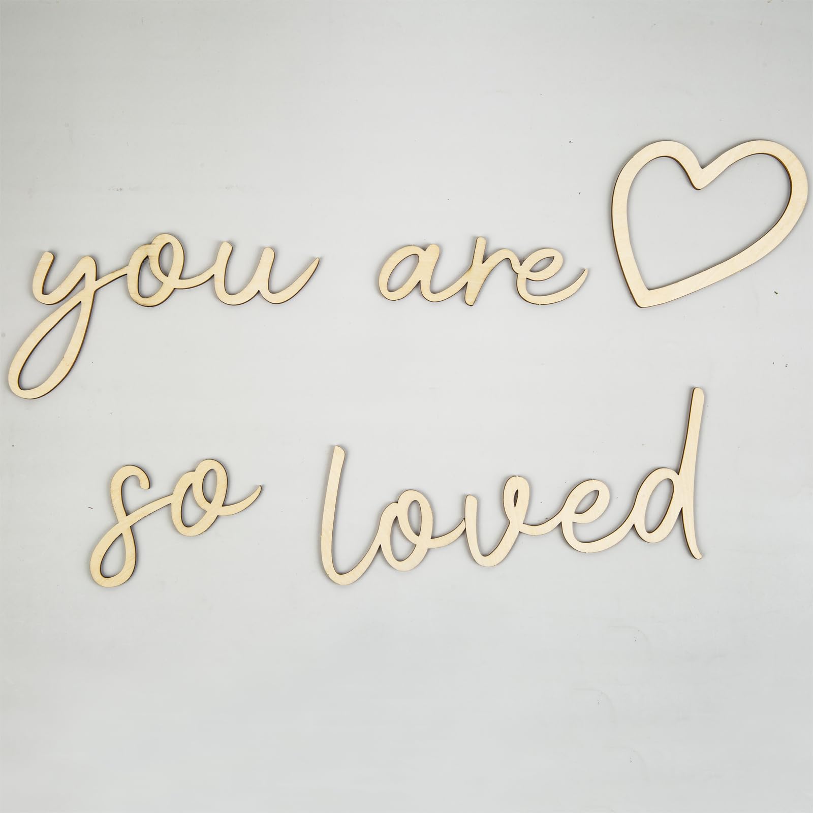 Wood You are So Loved Wall Decor - Boho Wooden Script Art for Nursery, Children, Baby Boys and Girls Bedroom Decor - Nursery Wall Decor with Heart Decal Included