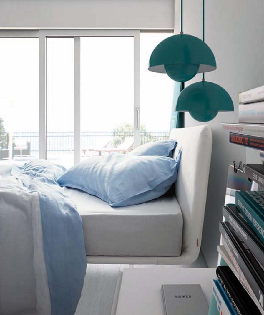 Pianca Filo: Modern Upholstered King Size Platform Bed. Removable Eco Leather Cover. Made in Italy.