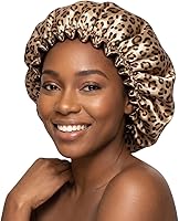 Vista 10 de Gorro de pelo para dormir, gorro de noche con clip ajustable, gorro reversible para el cabello para mujer, gorro de satén de seda