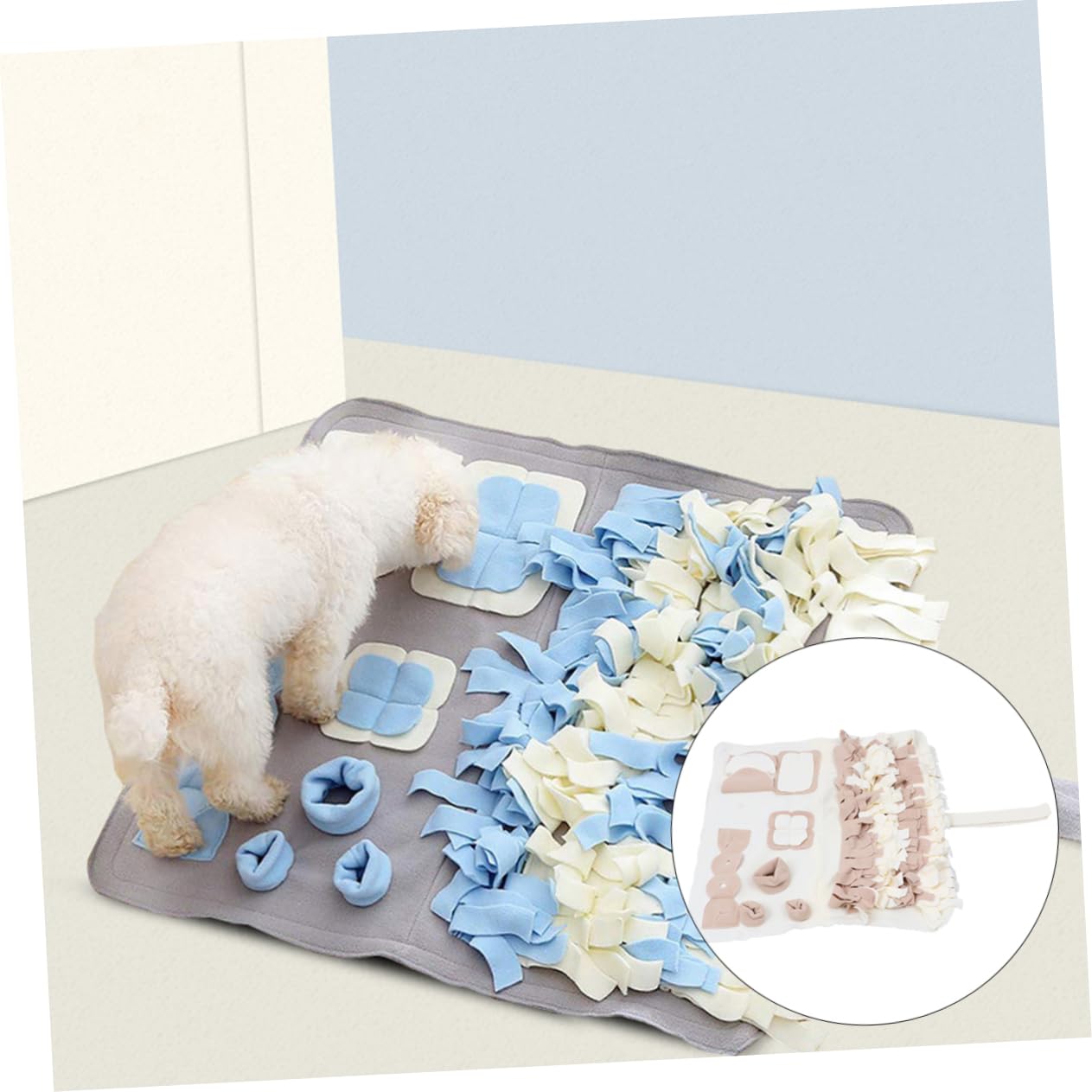 Hohopeti Tapis de Fouille pour Chien, Peluche Beige, Lavable, pour L’Apprentissage Olfactif en Intérieur, Adapté aux Petits et Moyens Chiens