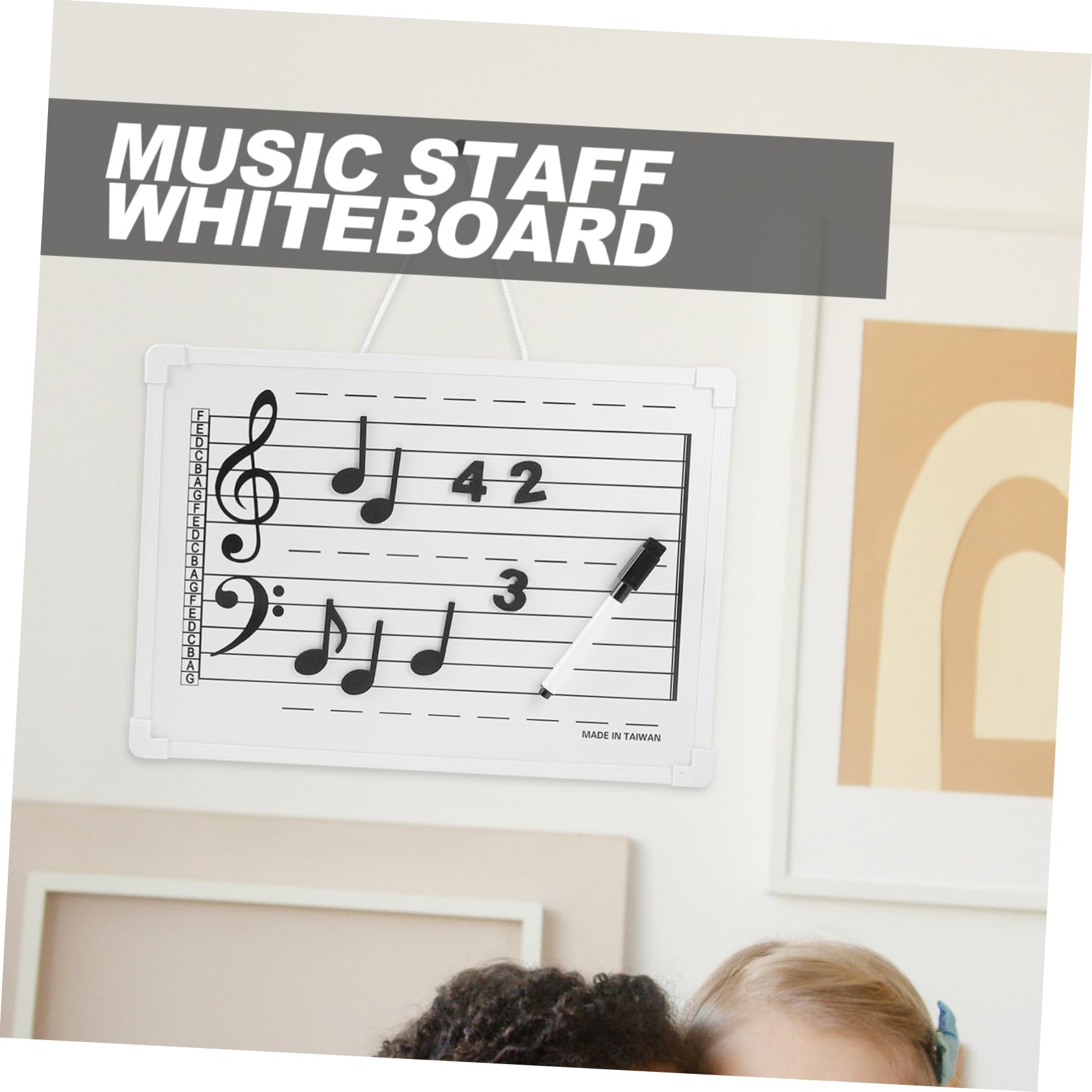 PLAFOPE Abwischbares Whiteboard aus Kunststoff mit Magnetischen Notenaufklebern Leichte Lerntafel für Schule und Zuhause für Anfänger zum Musikunterricht