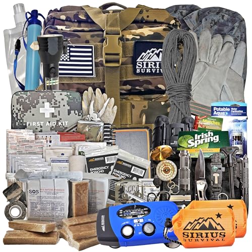 Sirius: Pre-Packed Bug Out Bag - 72 Hour Kit for 2 People - Bugout Backpack Survival Kit - Premium...