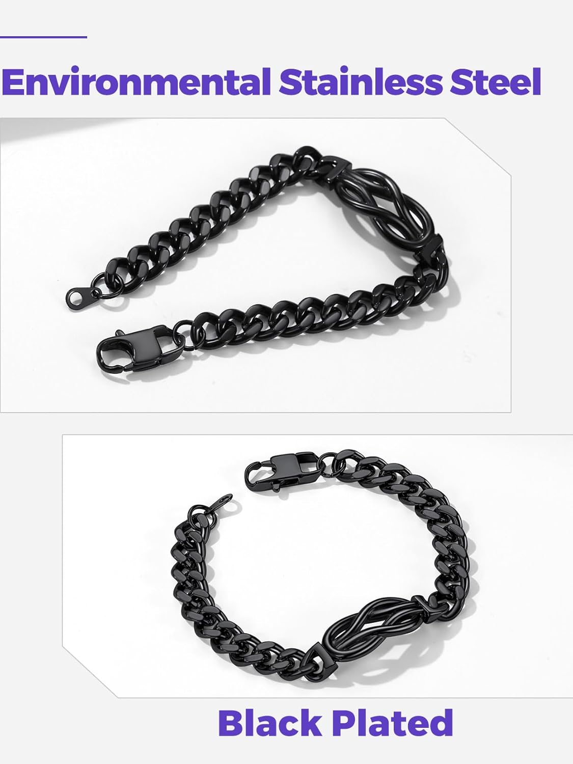 Richsteel Love Kont Bracelet Gift for Men Stainless Steel Infinity Bracelets Love Link Forever Promise Gifts for Father's Day Birthday Anniversary Christmas Valentines Wedding for Him - Image 6