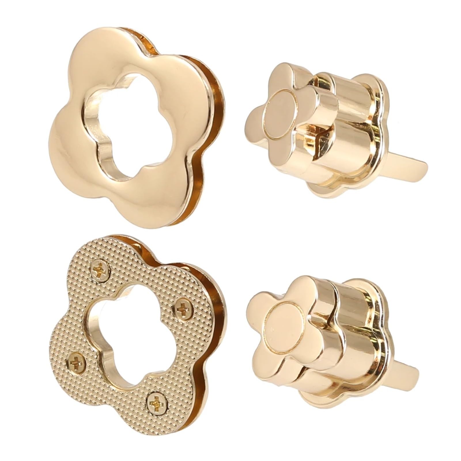 PVUVTNAHW 5pcs 3.5CM Metal Flower Shape Turn Lock Twist Clasp For Leather Craft Women Bag Handbag Shoulder Purse(Lightgold)