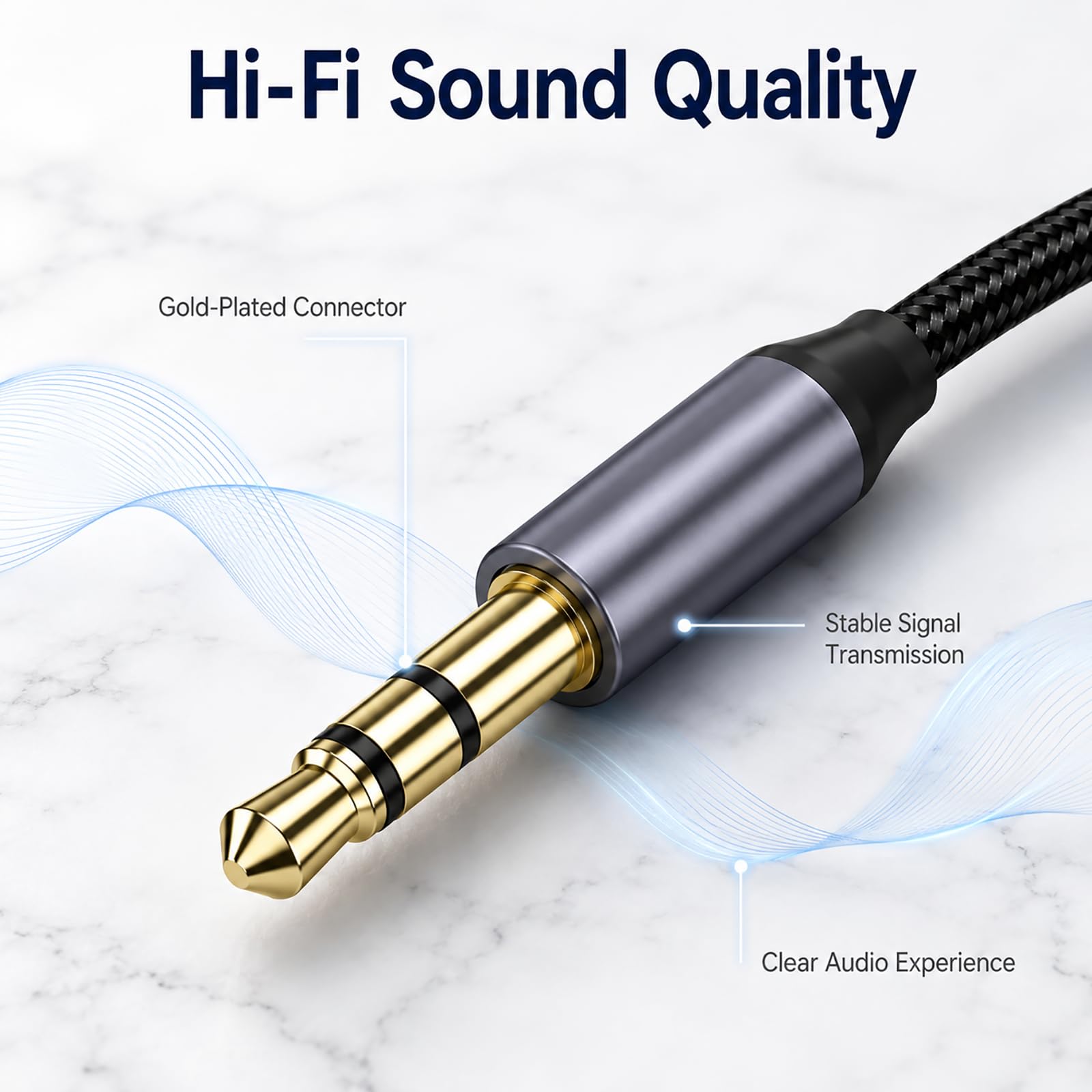 USB C auf AUX Kabel, USB C auf 3,5 mm Klinke Kabel Audio 2 M mit DAC Chip, Typ C auf AUX Adapter für Autoradio Lautsprecher Kopfhörer Stereoanlagen und Geräte mit USB C Anschluss Zuhause